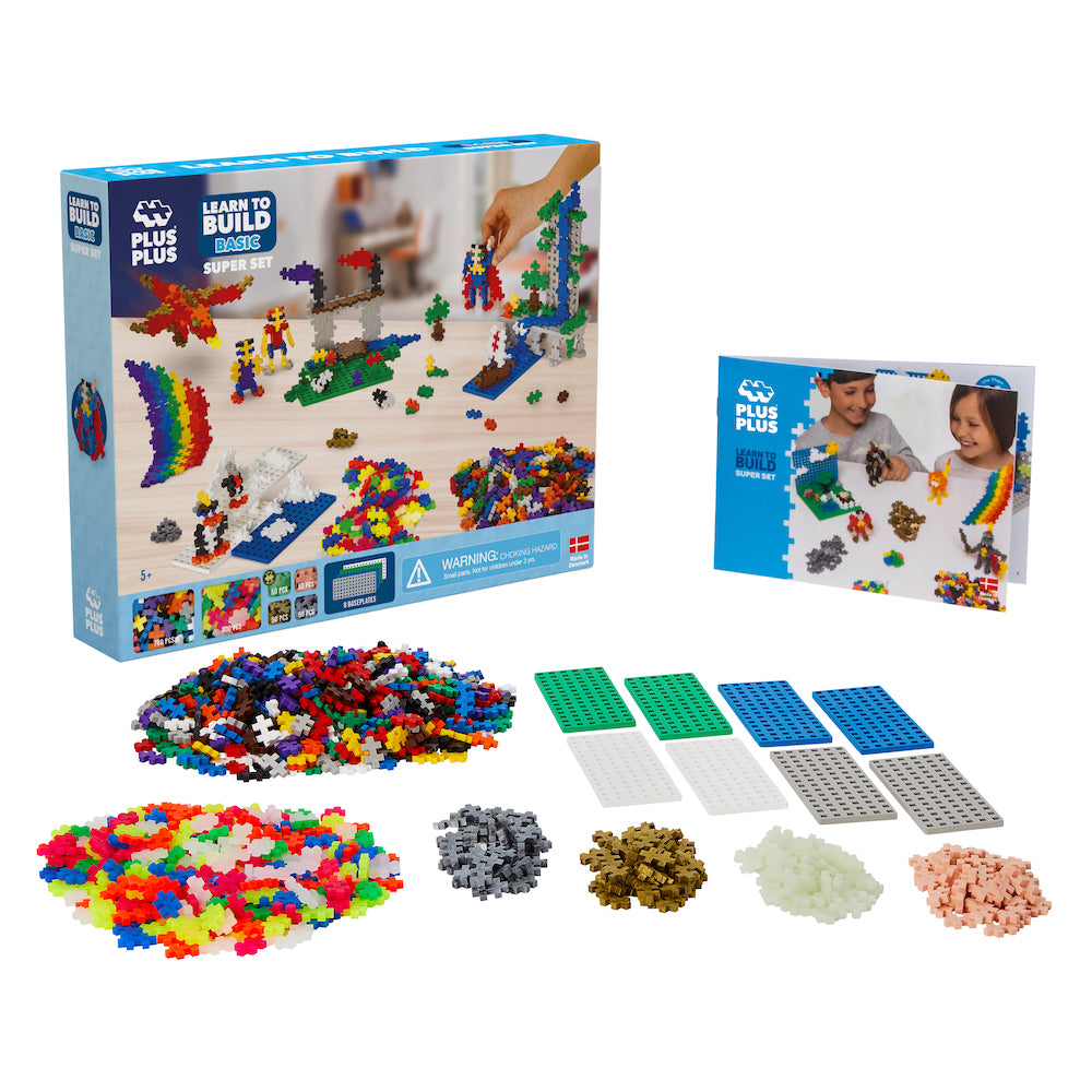Plus-Plus - Open Play Building Set - 1200 pc Basic Mix - Construction  Building STEM