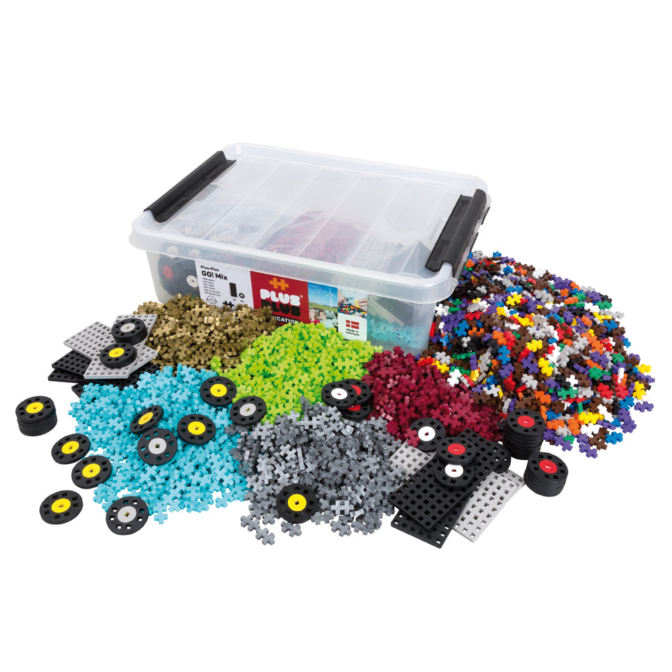 PLUS PLUS BIG - Open Play Set - 600 Piece in Storage Tub- Basic Color Mix,  Construction Building Stem Toy, Interlocking Large Puzzle Blocks for